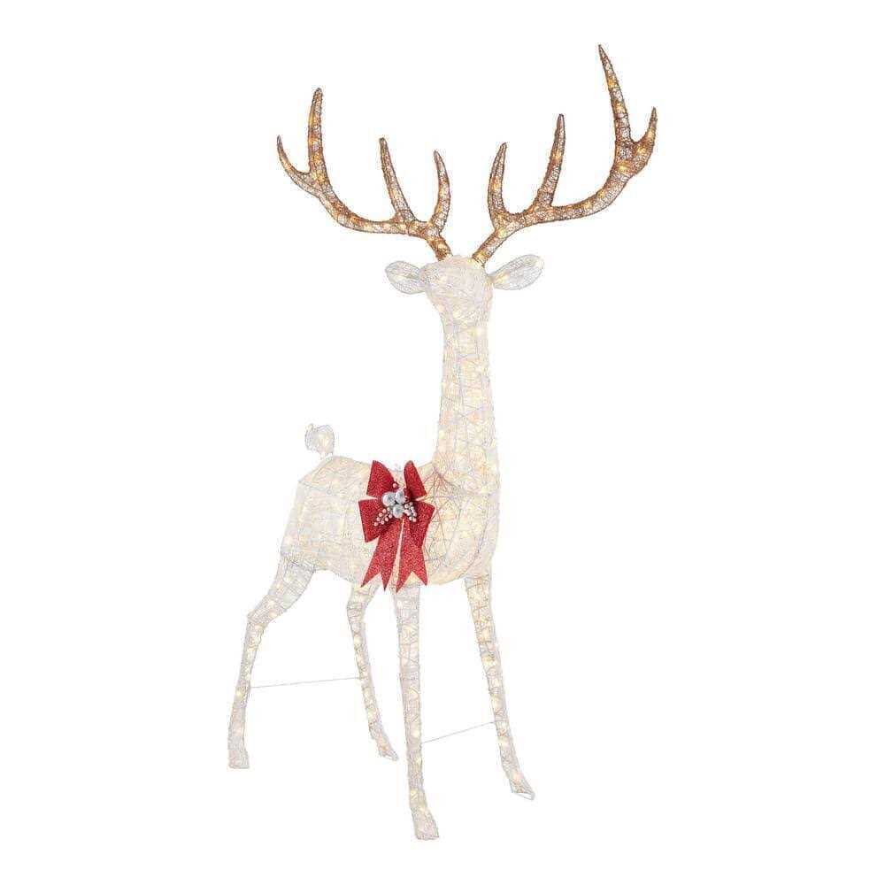 Home Accents Holiday 8.5 ft. Warm White LED Giant Buck with Bow Holiday Yard Decoration - Image 3