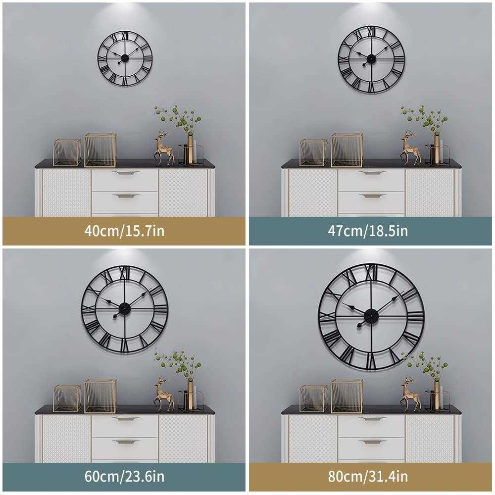 Large Modern Metal Wall Clocks Rustic Round Nearly Silent Little Ticking Battery - Image 5
