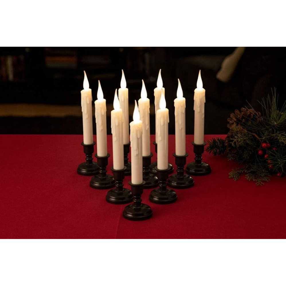 Enchanted Spaces Set of 10 Flameless Ivory LED Window Candles with Heavy Drip Texture - Image 3